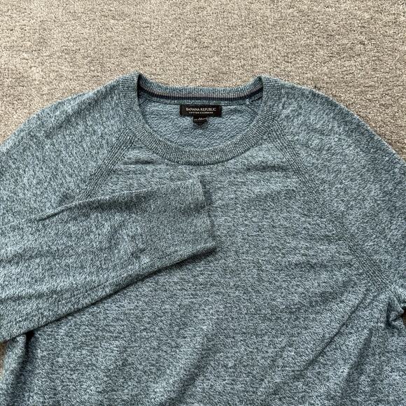 Banana Republic Mens Sweater M Teal Blue Soft Cotton Cashmere Pullover Crew Neck - Picture 1 of 8